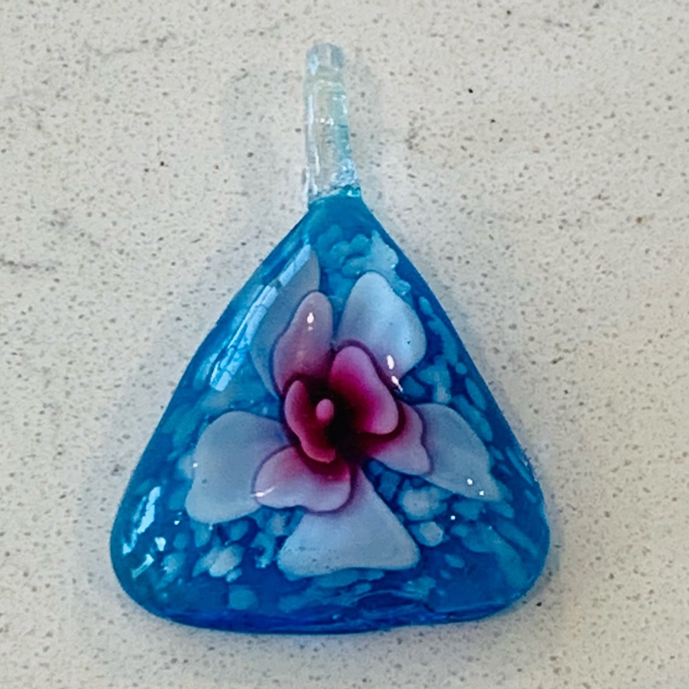 Blue Flower Necklace Pendant